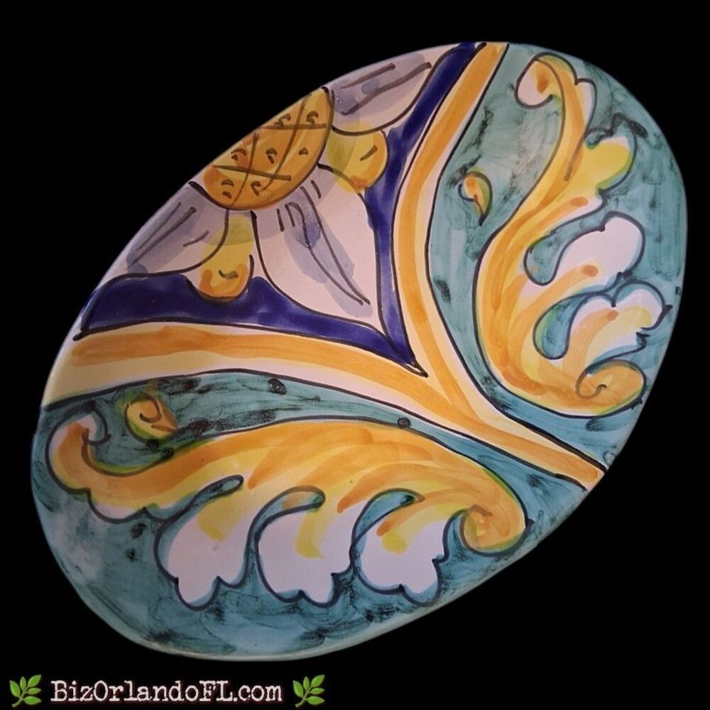 Authentic Vintage La Musa Handpainted Italian Ceramic Dish Sicilian Mid-Century